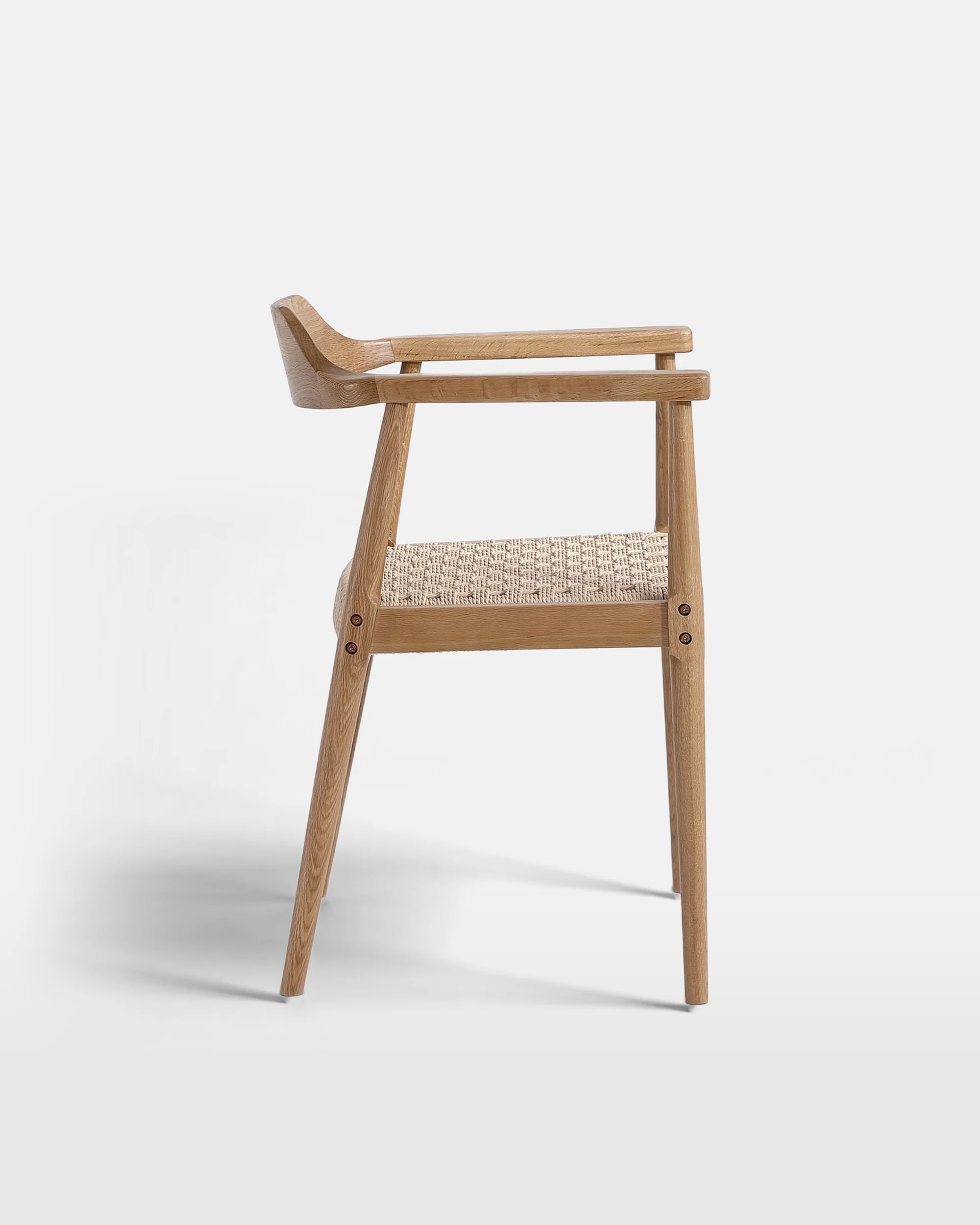 Fauteuil de salle à manger en chêne, assise en corde de papier tressage croisé – vue 2